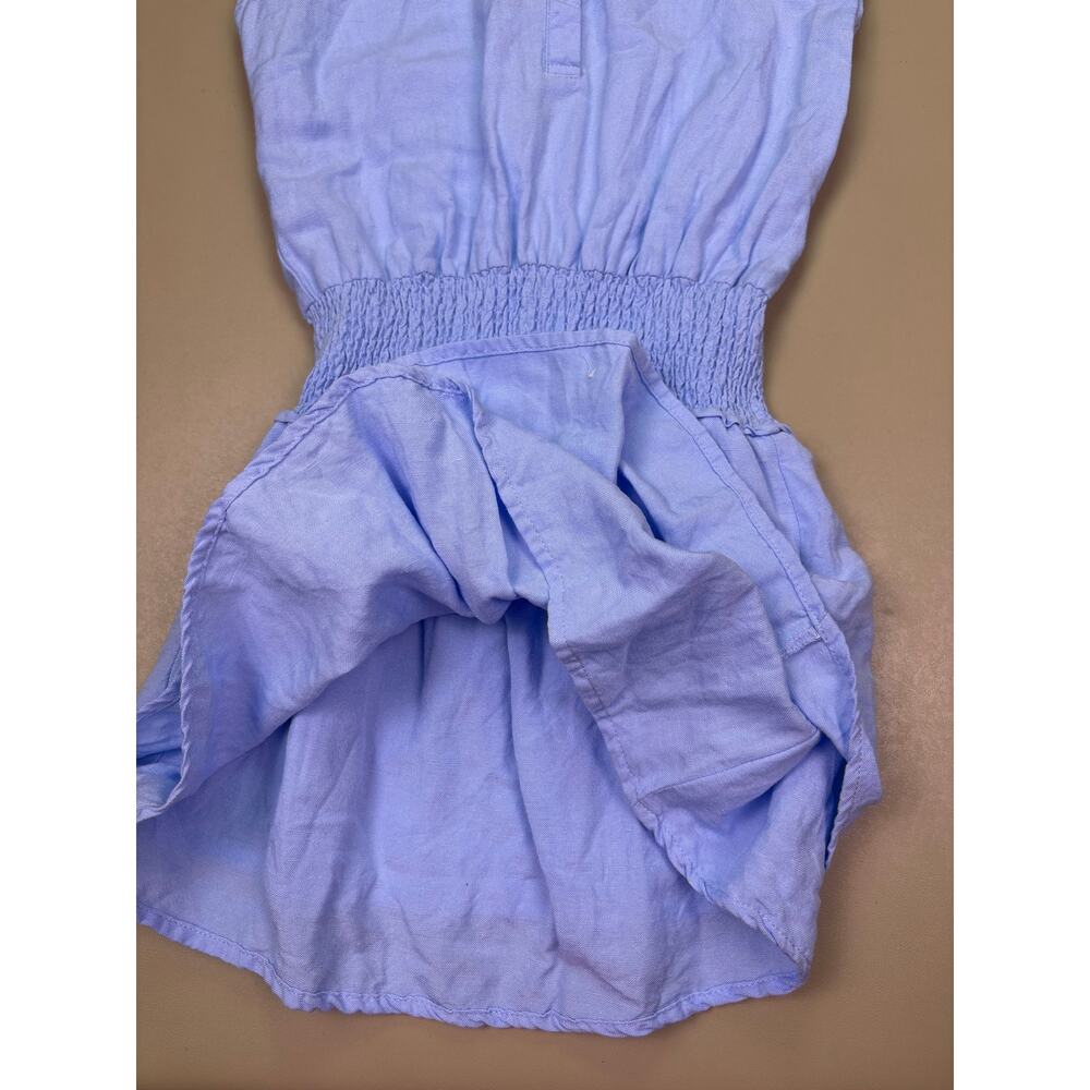 Pleat Girls Blue Smocked Waist Button Front Tiered Dress Size 8 EUC - Picture 5 of 6